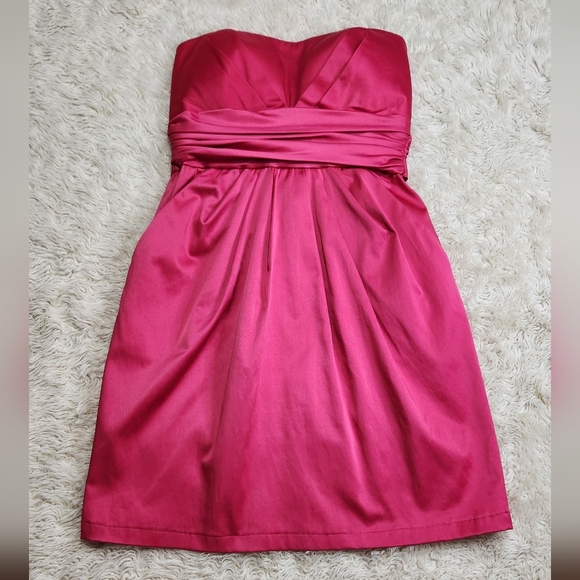 Twenty One Hot Pink Mini Dress Pockets Size Small HOCO Homecoming Dance Formal - Picture 3 of 8